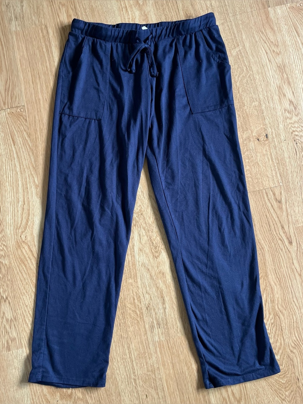 Lucky Brand Women's Navy Solid Knit Lounge Pants Drawstring Pockets S